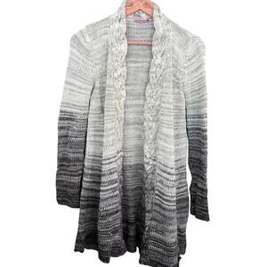 Calypso St. Barth Alpaca Chandana Cardigan XS Gray White Braid Sweater Melange
